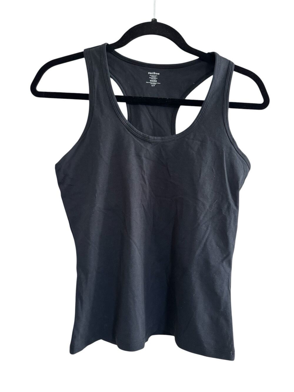 NWT ThirdLove Womens Black Tank Top Size Small Cami Built in Shelf Bra #NE225